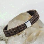Pferdehaararmband Square mit Slider Edelstahl