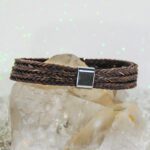 Pferdehaararmband Square mit Slider Edelstahl