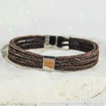 Pferdehaararmband Square mit Slider Edelstahl