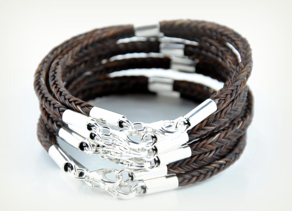 Armband Aus Pferdehaar Vom Eigenen Pferd Pferdehaar Armband SQUARE classic mit Silberhülse