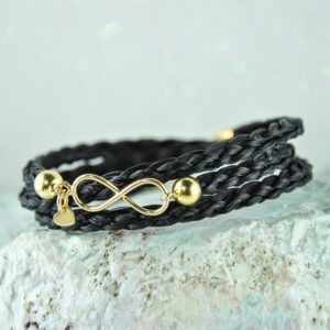 Pferdehaar-Wickelarmband-Infinity-Symbol, 925 Silber vergoldet