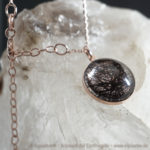 Tierhaarschmuck Medaillon flach mit Cabochon - rosévergoldet Sterlingsilber - Merkur