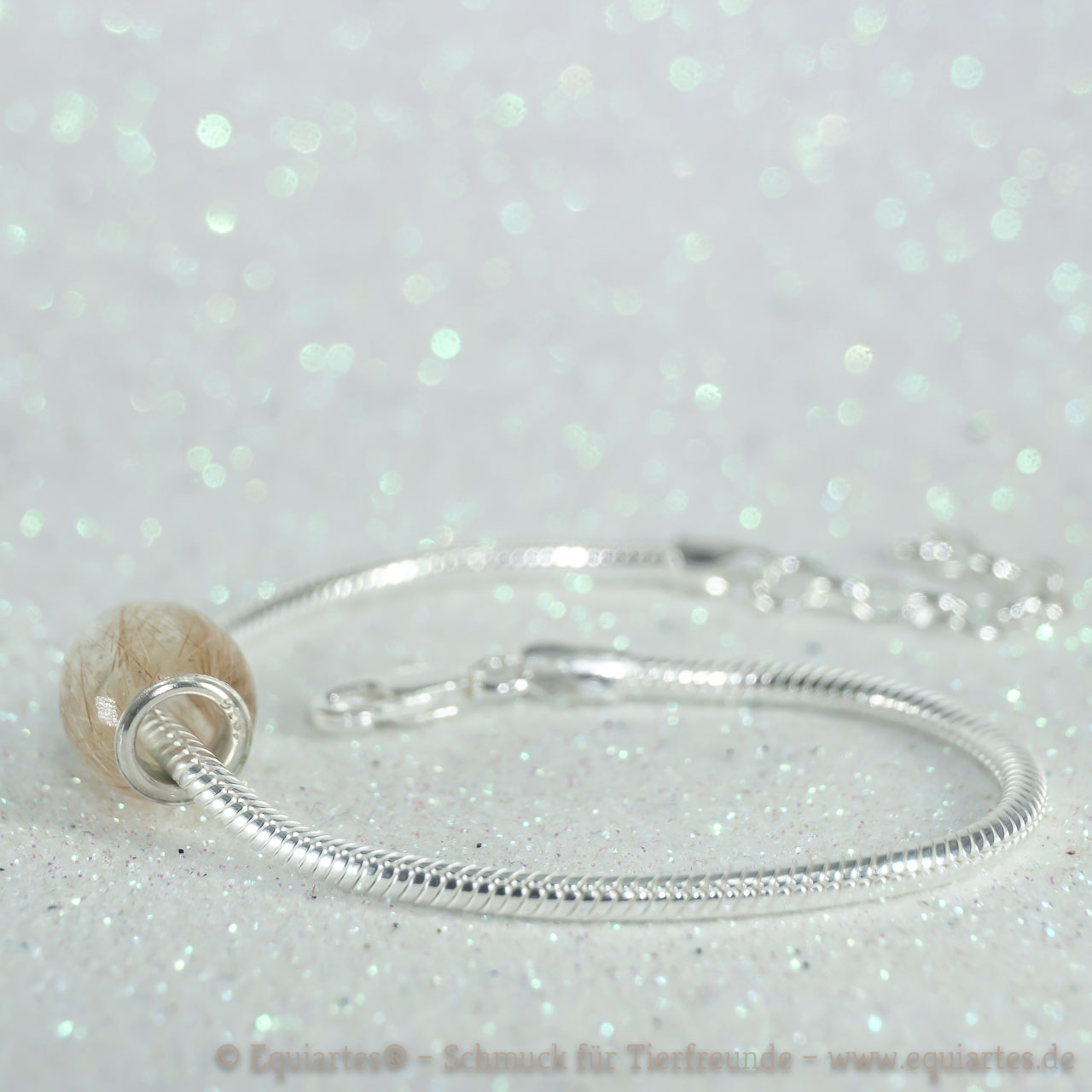 Tierhaarschmuck Schlangenarmband Serpens V mit Großlochperle Silverstar Long S von Equiartes