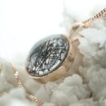 Echtgold Fassung mit Tierhaarschmuck in 14 Karat Roségold