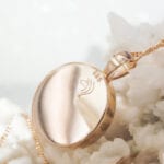 Echtgold Fassung mit Tierhaarschmuck in 14 Karat Roségold