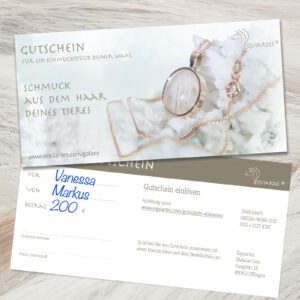 Geschenkgutschein Tierhaarschmuck Medaillon Roségold