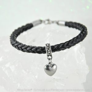 Pferdehaararmband Herz aus Stahl