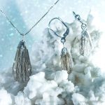 Tierdrops - Set: Halskette in glatt polierter Tropfenform an Sterlingsilber Venezianerkette und facettierten Ohrhänger mit edlen Brisuren mit Tropfen-Applikation