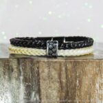 Pferdehaararmband Square mit Flecht Slider Edelstahl