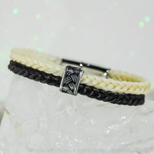 Pferdehaararmband Square mit Flecht Slider Edelstahl